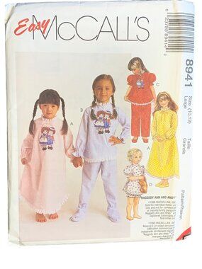 McCall's Girls Sleepwear Sewing Pattern Size 10 12 8941 Uncut
